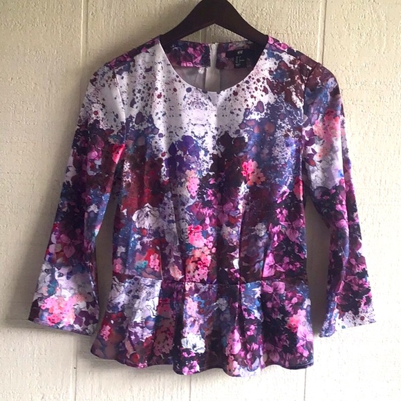 H&M Tops - H&M Lana del Rey watercolor floral peplum top